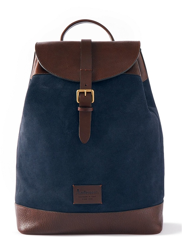 Photo: Anderson's - Textured Leather-Trimmed Suede Backpack