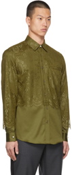 Burberry Green Cotton Lace Overlay Shirt