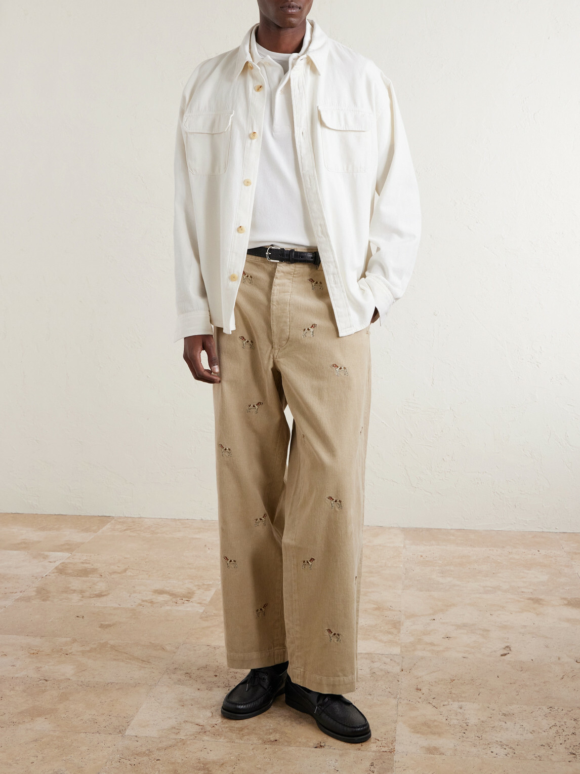 Polo Ralph Lauren - Straight-Leg Embroidered Cotton-Corduroy Trousers - Neutrals