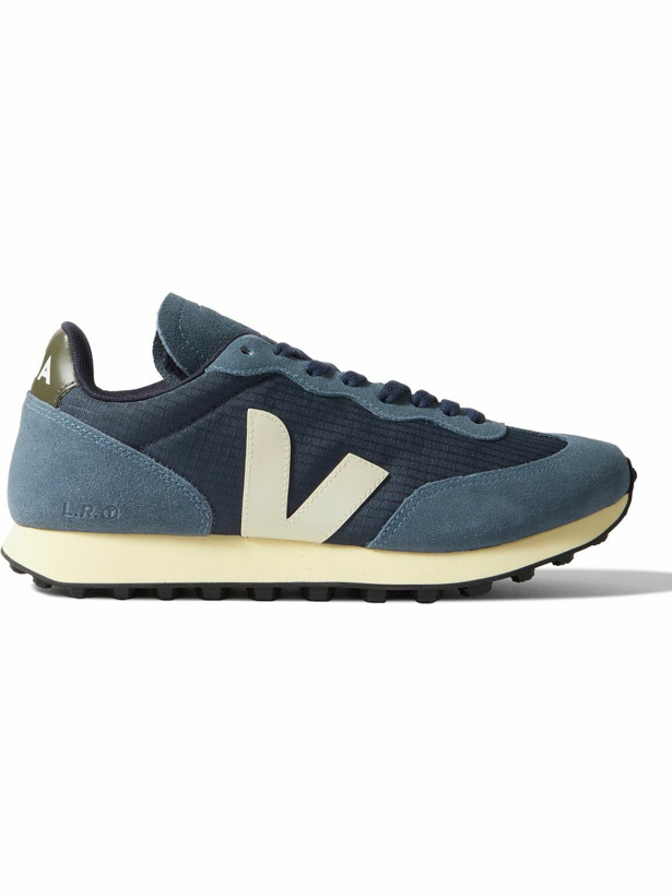 Photo: Veja - Rio Branco Leather-Trimmed Alveomesh and Suede Sneakers - Blue