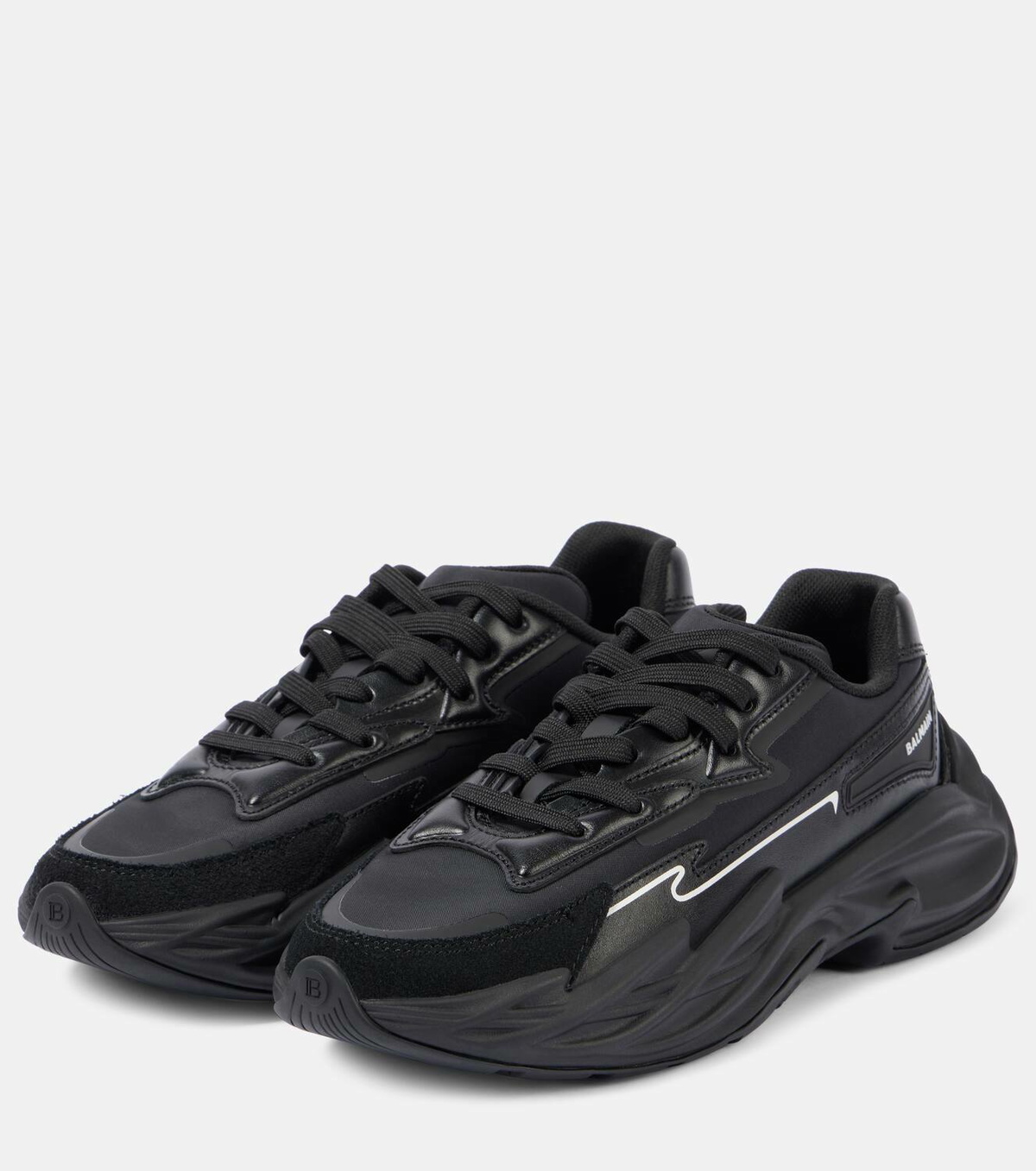 【関税＆送料込み】Balmain Run-Row Sneakers Shoes Run-Row leather sneakers black black - Men | BALMAIN