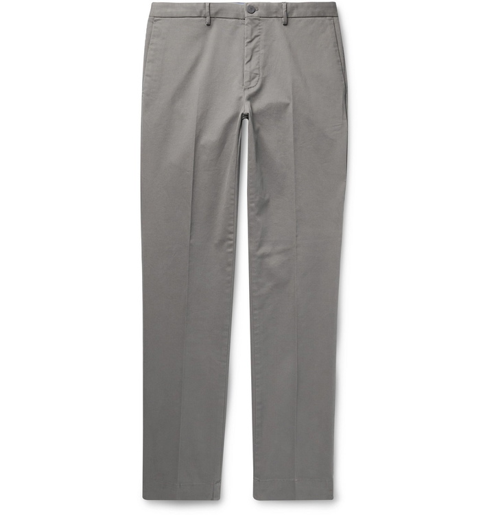 Photo: Incotex - Slim-Fit Stretch-Cotton Twill Trousers - Gray
