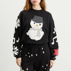 SKIMS Women's x CPFM Cotton Fleece Classic Crewneck in Onyx Snowman Print