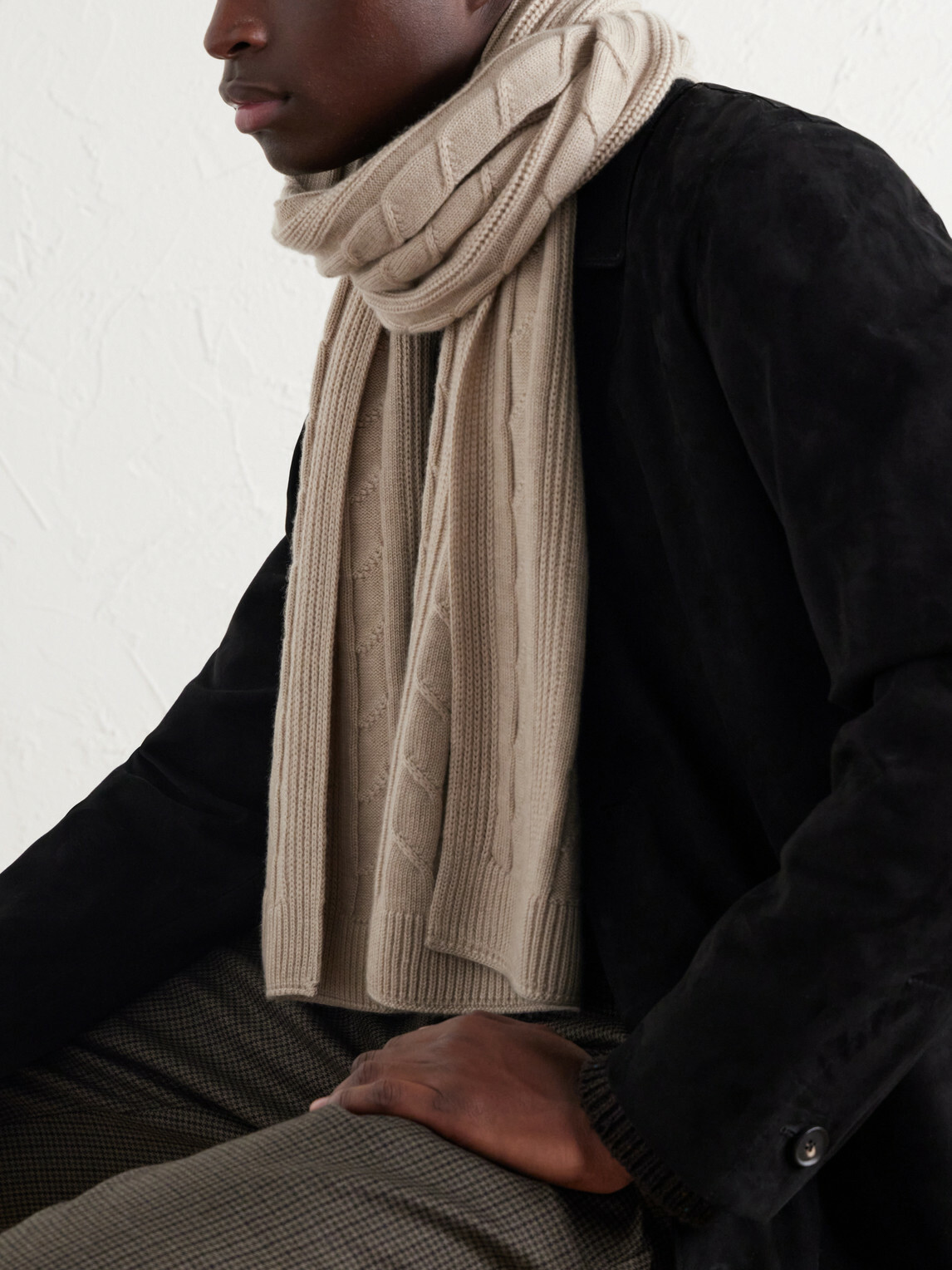 Zegna - Cable-Knit Cashmere Scarf - Neutrals