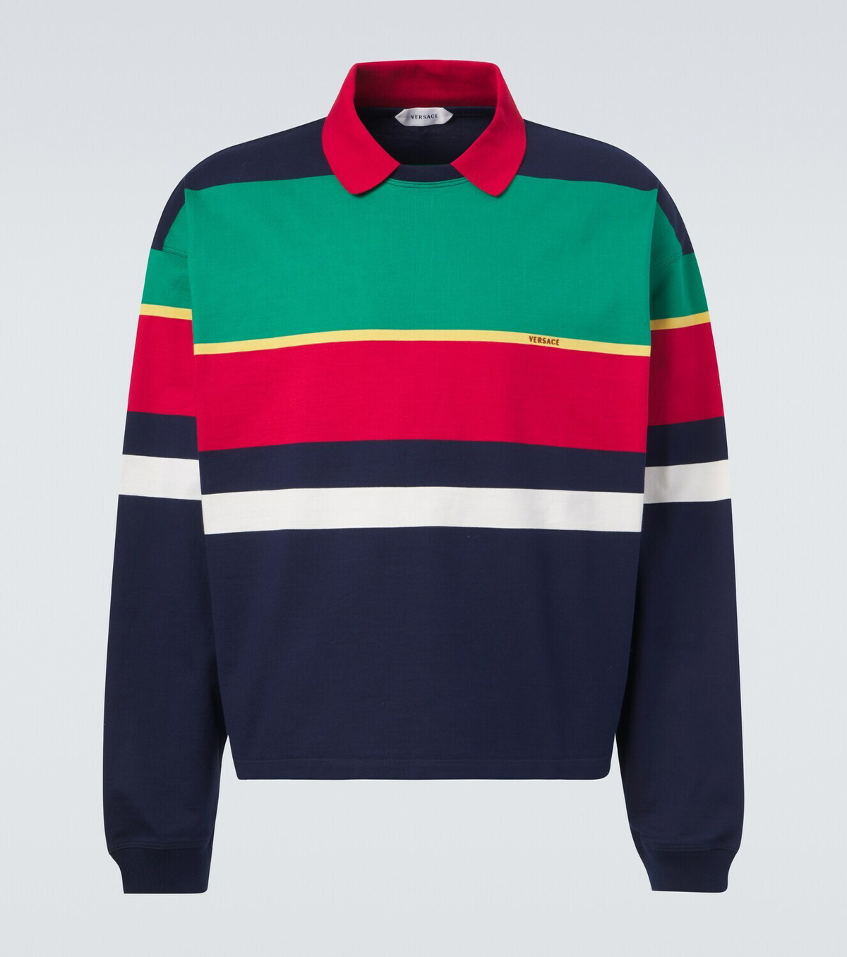 Versace Colorblocked cotton jersey polo sweatshirt