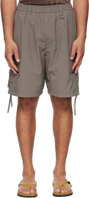 Photo: WOOYOUNGMI Gray Zip Detail Utility Shorts