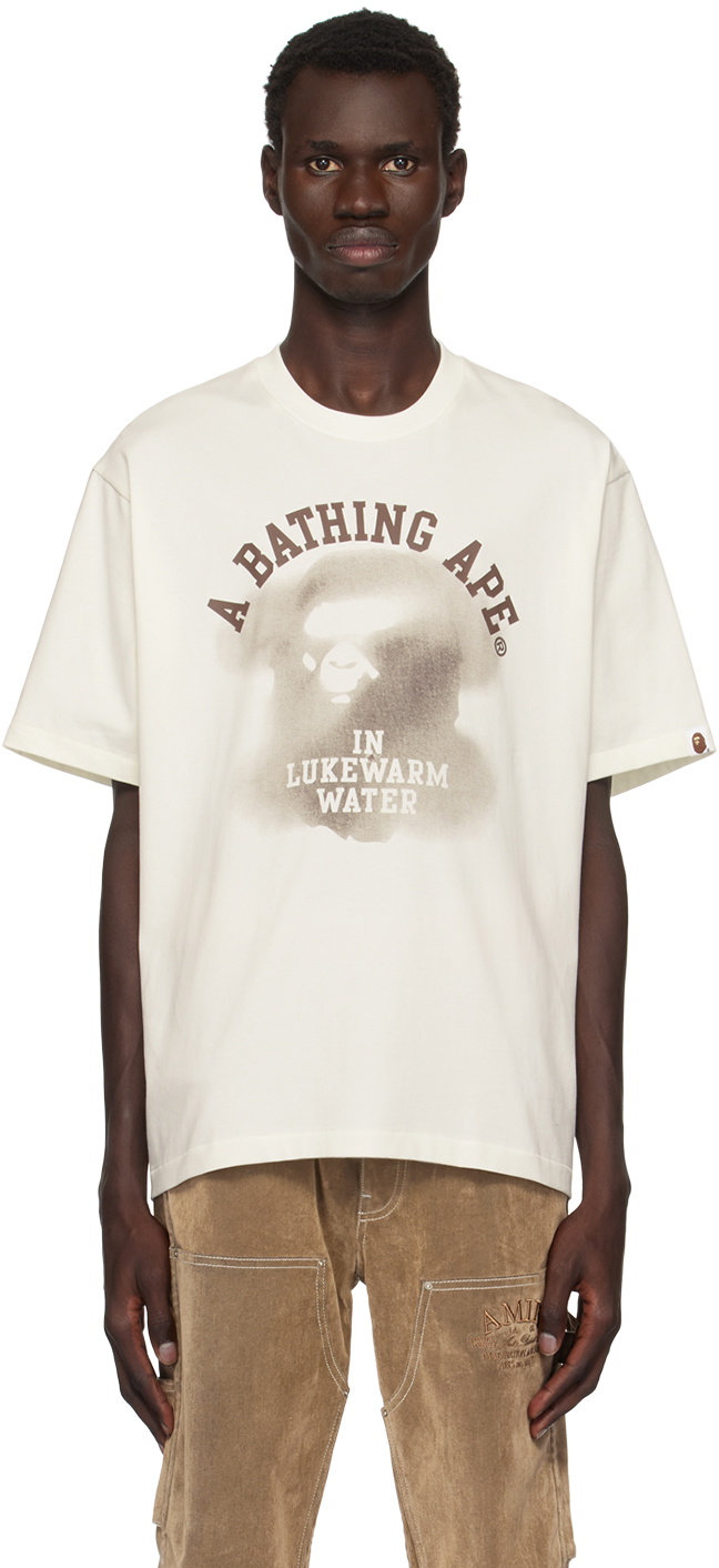 BAPE Off-White Water Print College Logo Relaxed Fit T-shirt
