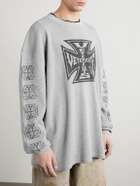 VETEMENTS - Printed Waffle-Knit Cotton Sweater - Gray