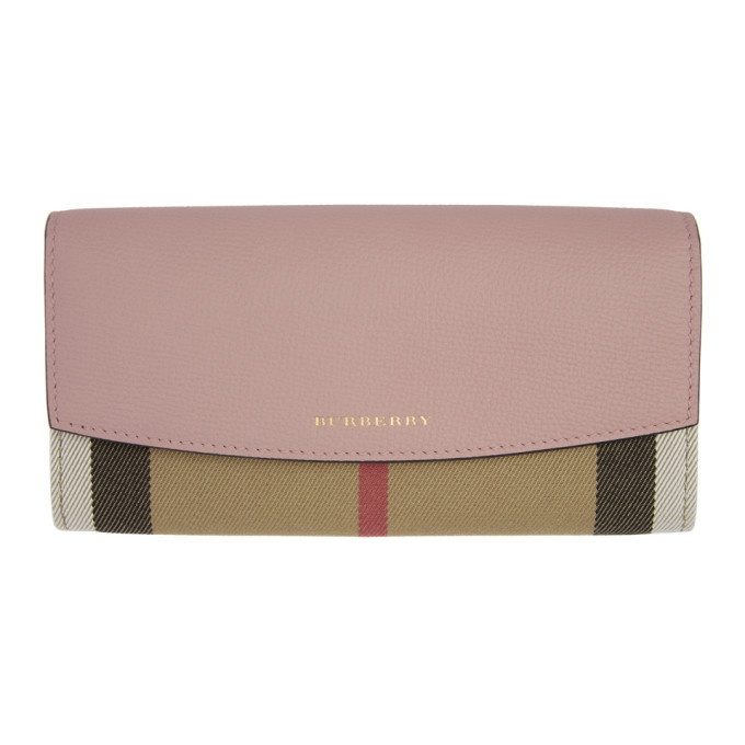Leather wallet Burberry Pink in Leather - 37958874