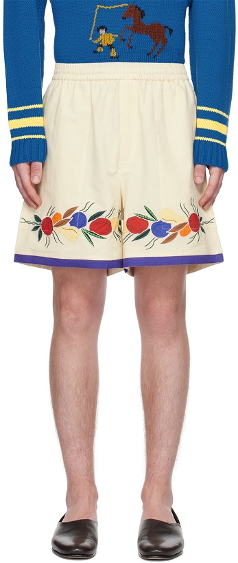 Photo: Bode Off-White Fruit Bunch Shorts