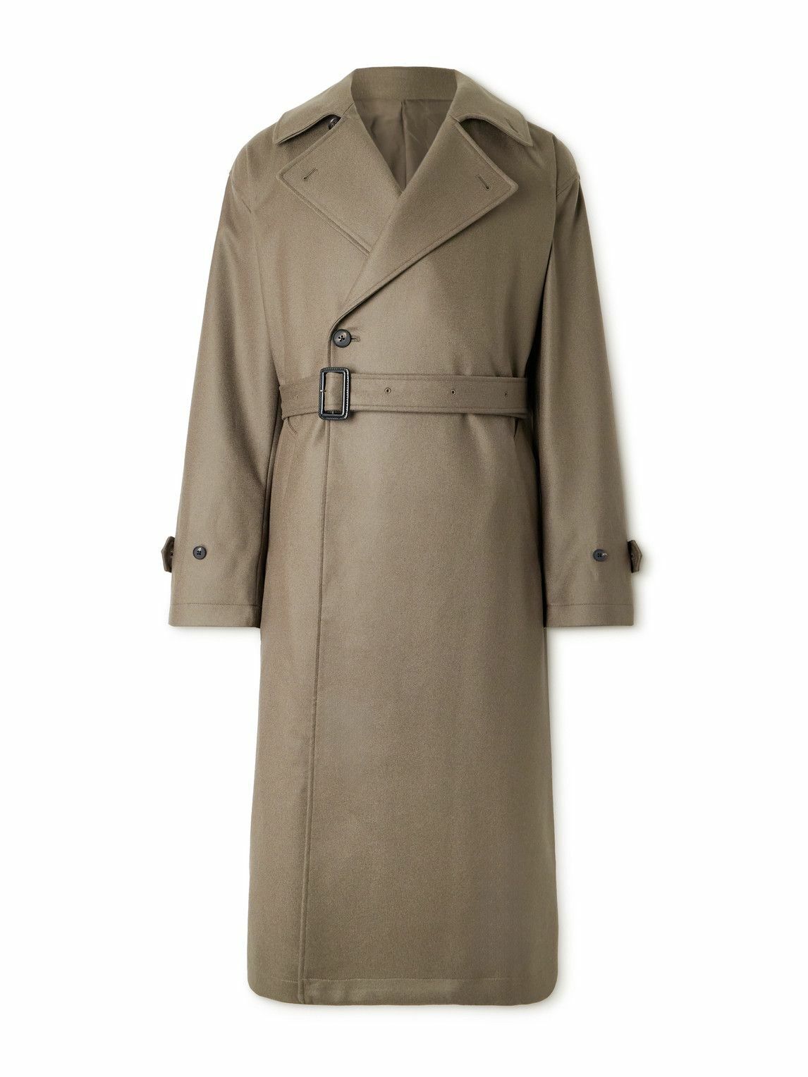 ssstein - Oversized Double-Breasted Belted Wool-Twill Coat - Neutrals
