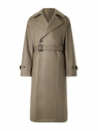 ssstein - Oversized Double-Breasted Belted Wool-Twill Coat - Neutrals