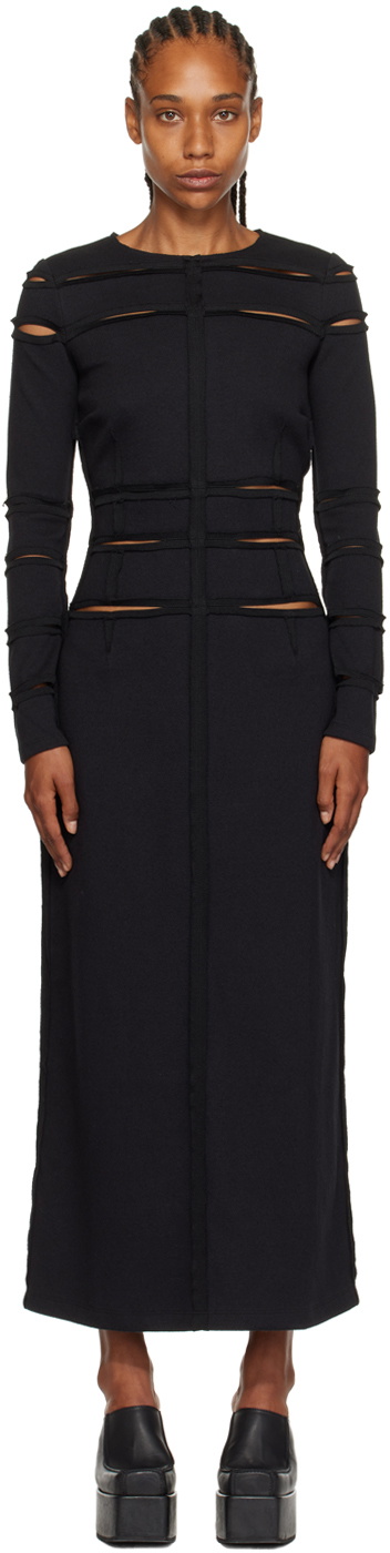 Eckhaus Latta Black Paneled Midi Dress Eckhaus Latta