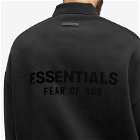 Fear of God ESSENTIALS Men's Spring Long Sleeve Polo Shirt in Jet Black