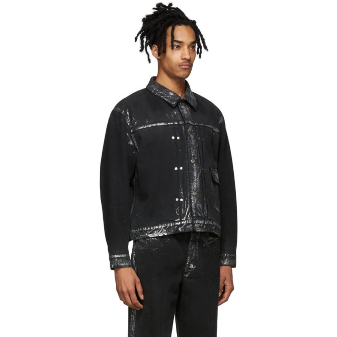 Tanaka SSENSE Exclusive Black and Silver Denim Classic Jacket Tanaka