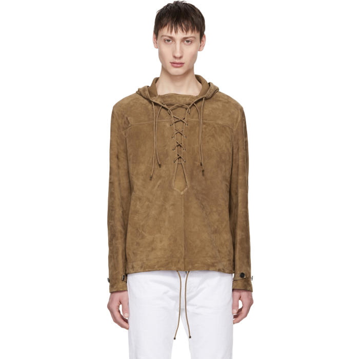 Photo: Saint Laurent Brown Suede Laced Jacket