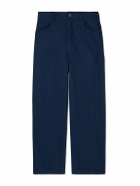 LOEWE - Carpenter Straight-Leg Leather-Trimmed Cotton-Twill Trousers - Blue