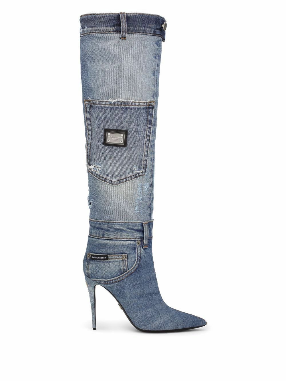 Dolce And Gabbana Denim Patchwork Boots Dolce And Gabbana