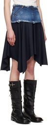 Andersson Bell Navy Combination Fairy Denim Midi Skirt