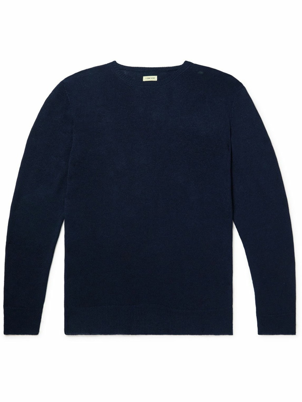 Photo: De Bonne Facture - Organic Cotton and Linen-Blend Sweater - Blue