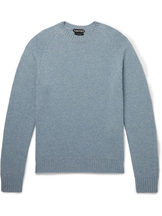 Photo: TOM FORD - Slim-Fit Cashmere and Cotton-Blend Sweater - Blue