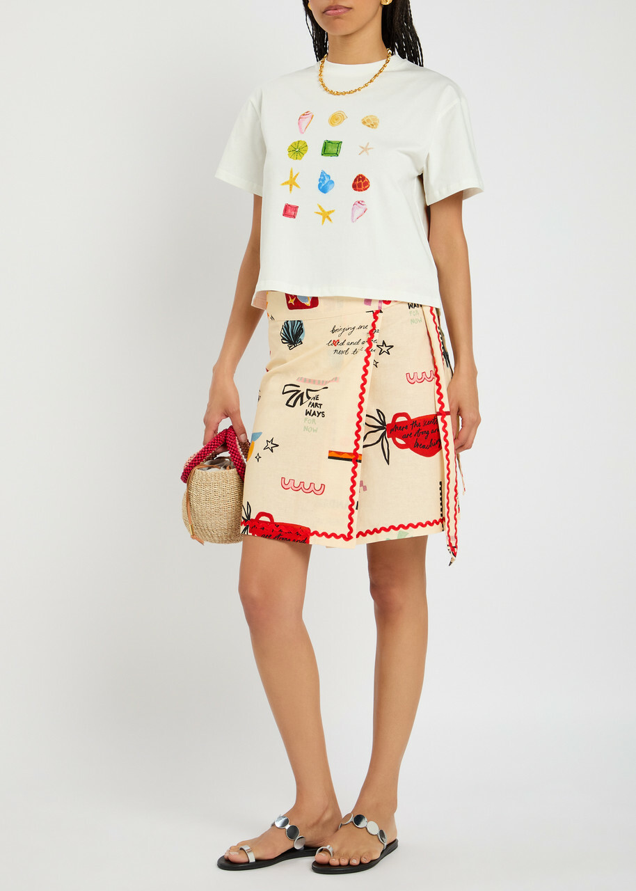 Never Fully Dressed Poema Jaspre Mini Wrap Skirt Cream