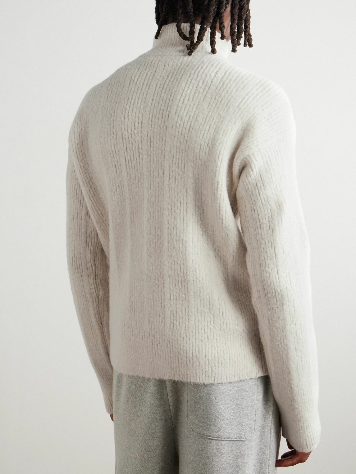Marni - Embroidered Wool and Cashmere-Blend Half-Zip Sweater - Neutrals