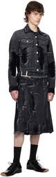 Jean Paul Gaultier Black 'The Flocked' Denim Skirt