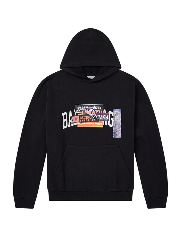 Photo: Balenciaga - Logo-Detailed Cotton-Jersey Hoodie - Black