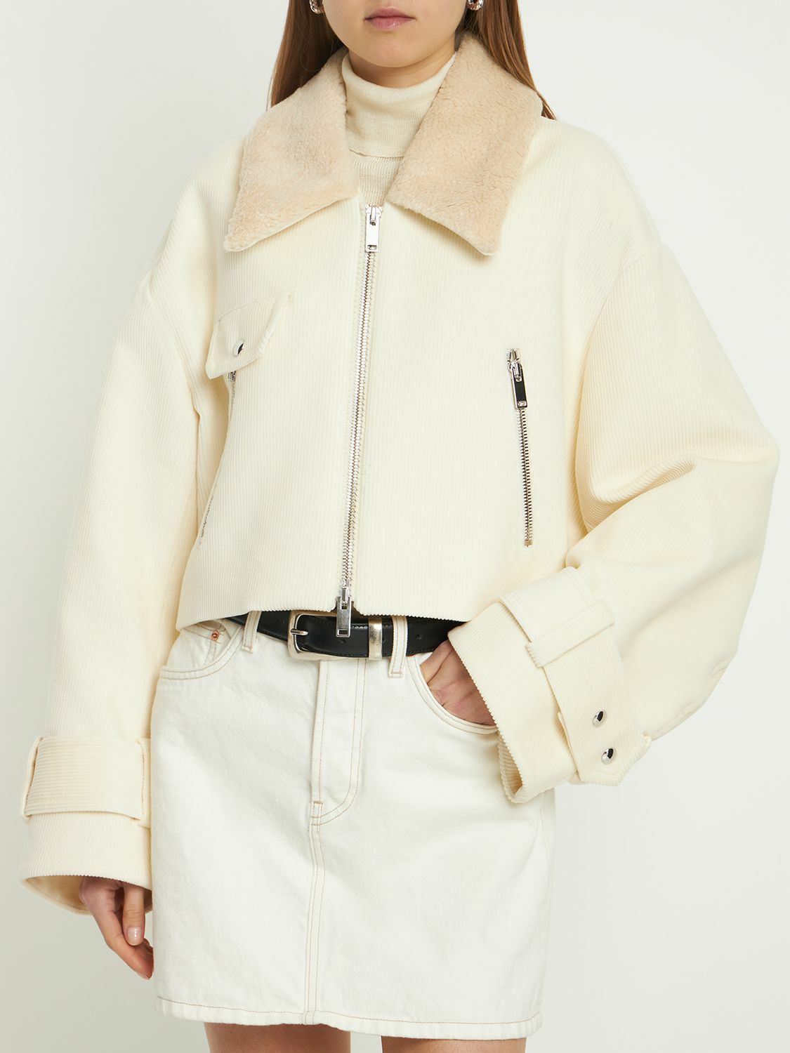 【KHAITE】shearling-trimmed cotton-corduroy ジャケット KHAITE Flinn Cotton Corduroy Jacket Khaite