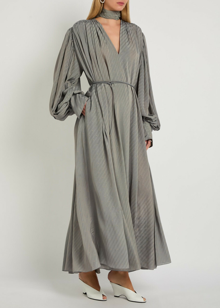 Calvin Klein Natalie fil Coupé Brushed Satin Midi Dress Grey