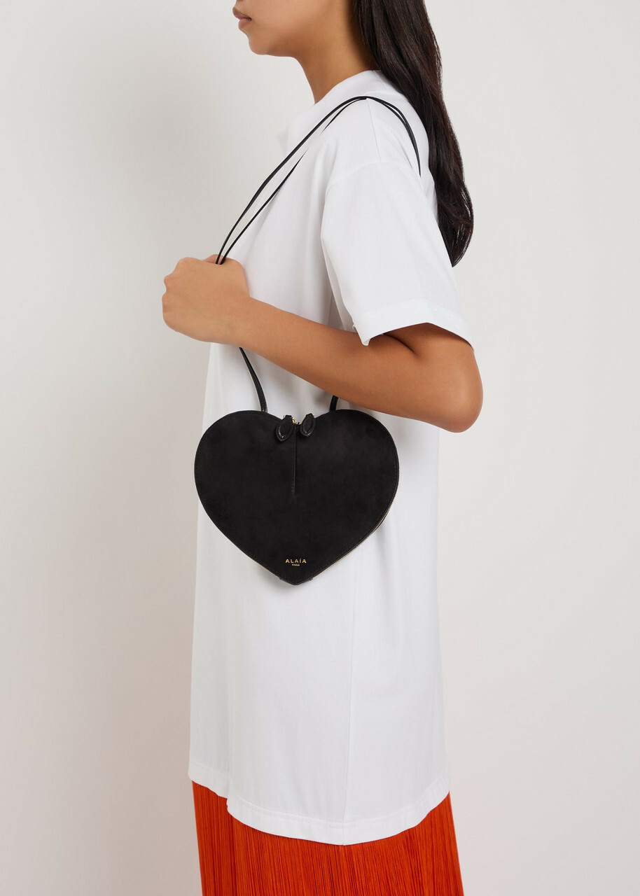Alaïa Le Couer Suede and Leather Cross-body bag - Black - One Size