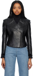Victoria Beckham Black Bonded Leather Jacket