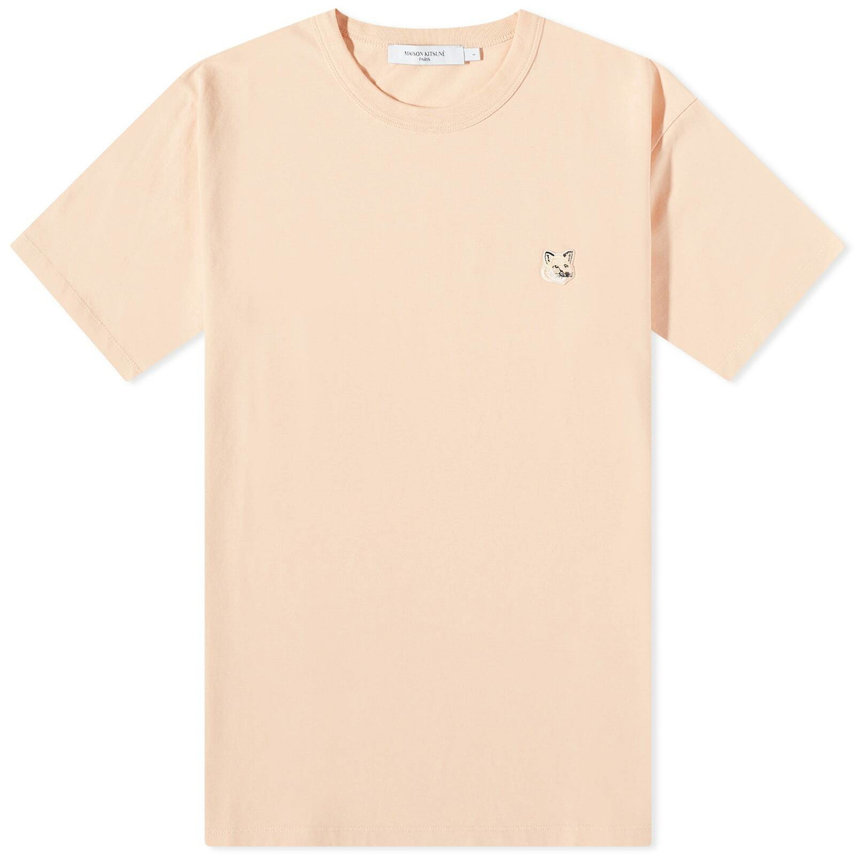 関税込★Maison Kitsune★Double Fox Head Classic TShirt Peach Maison Kitsuné Men's Tonal Fox Head Patch Regular T-Shirt in