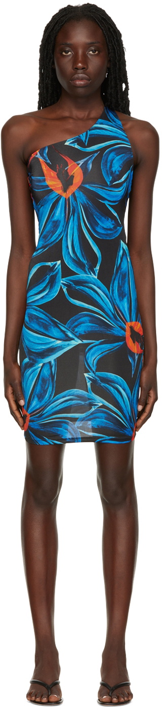 Louisa Ballou Blue Plunge Minidress