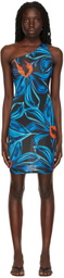 Louisa Ballou Blue Plunge Minidress