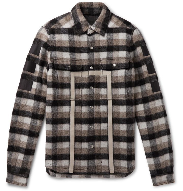 Photo: Rick Owens - Webbing-Trimmed Checked Virgin Wool Shirt Jacket - Multi