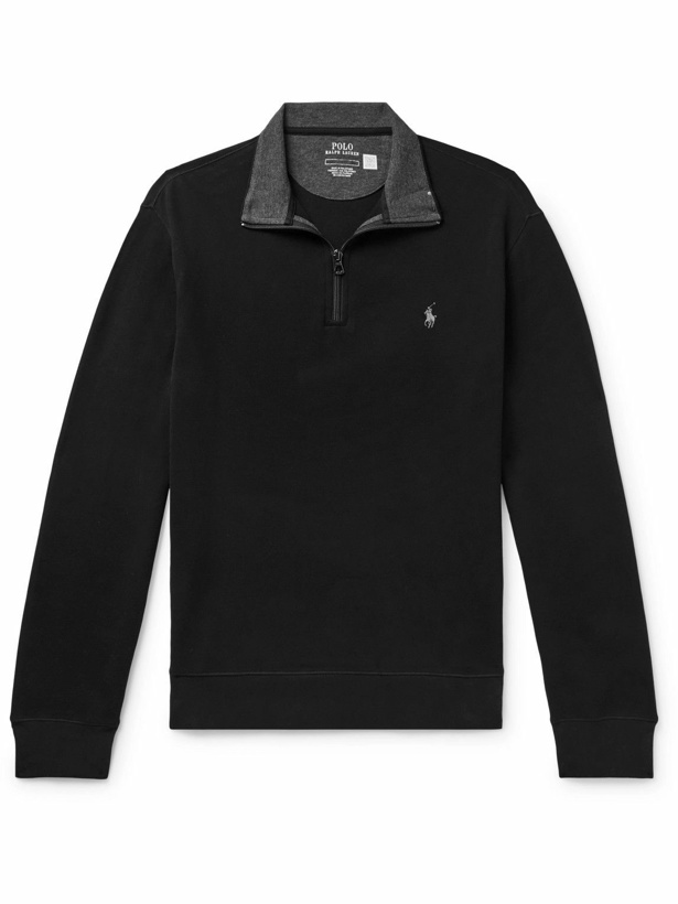Photo: Polo Ralph Lauren - Cotton-Blend Jersey Half-Zip Sweatshirt - Black