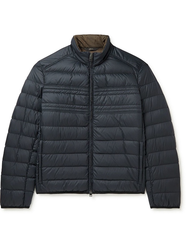 Photo: Brioni - Slim-Fit Quilted Recycled Shell Down Jacket - Blue