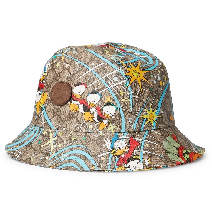 Photo: GUCCI - Disney Printed Monogrammed Coated-Canvas Bucket Hat - Neutrals