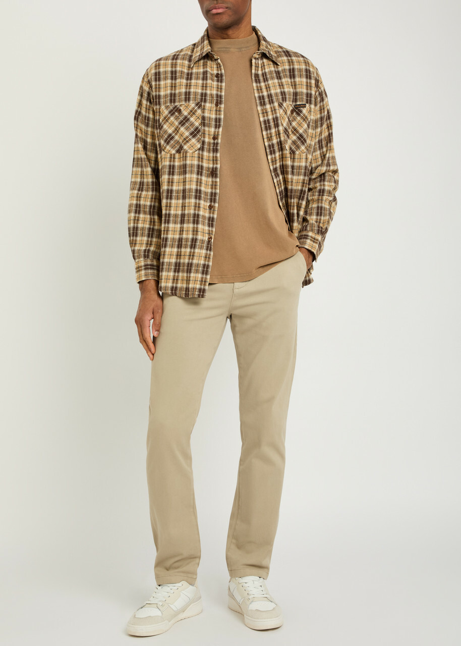 7 For All Mankind Slimmy Tapered-leg Cotton-blend Chino Trousers Sand