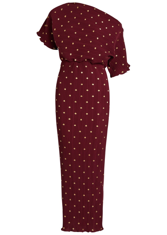 Photo: Never Fully Dressed Tilly Polka-dot Plissé Midi Dress Red