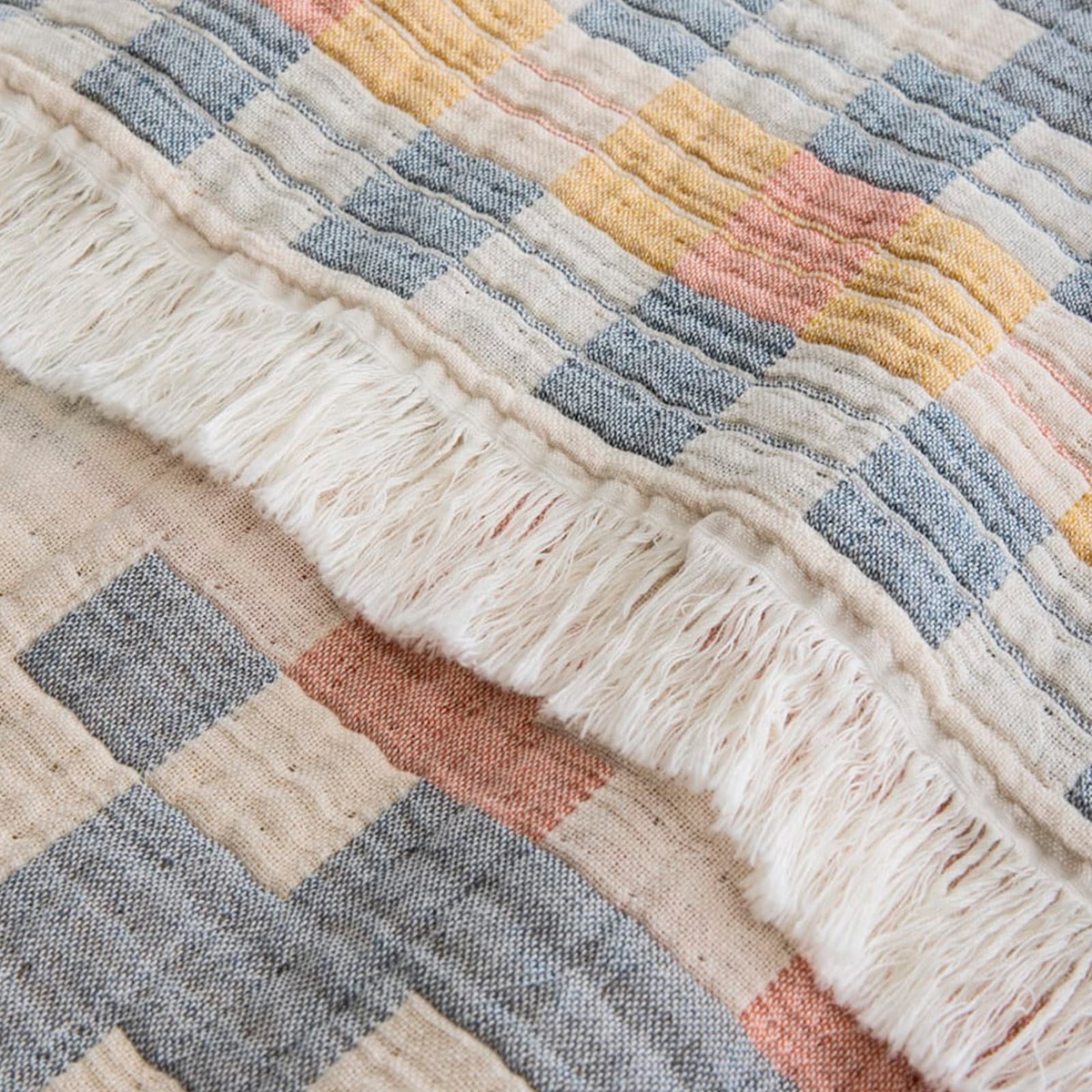 Pendleton Fringed Cotton Throw in Blue Ridge 