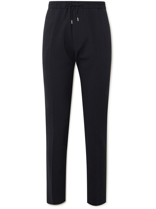 Photo: Paul Smith - Straight-Leg Textured Wool-Blend Drawstring Suit Trousers - Blue