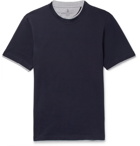 Brunello Cucinelli - Slim-Fit Layered Cotton-Jersey T-Shirt - Men - Navy