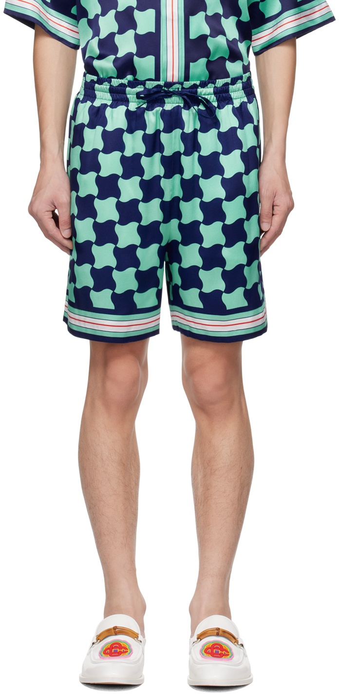 Photo: Casablanca Green & Navy Pool Tile Shorts