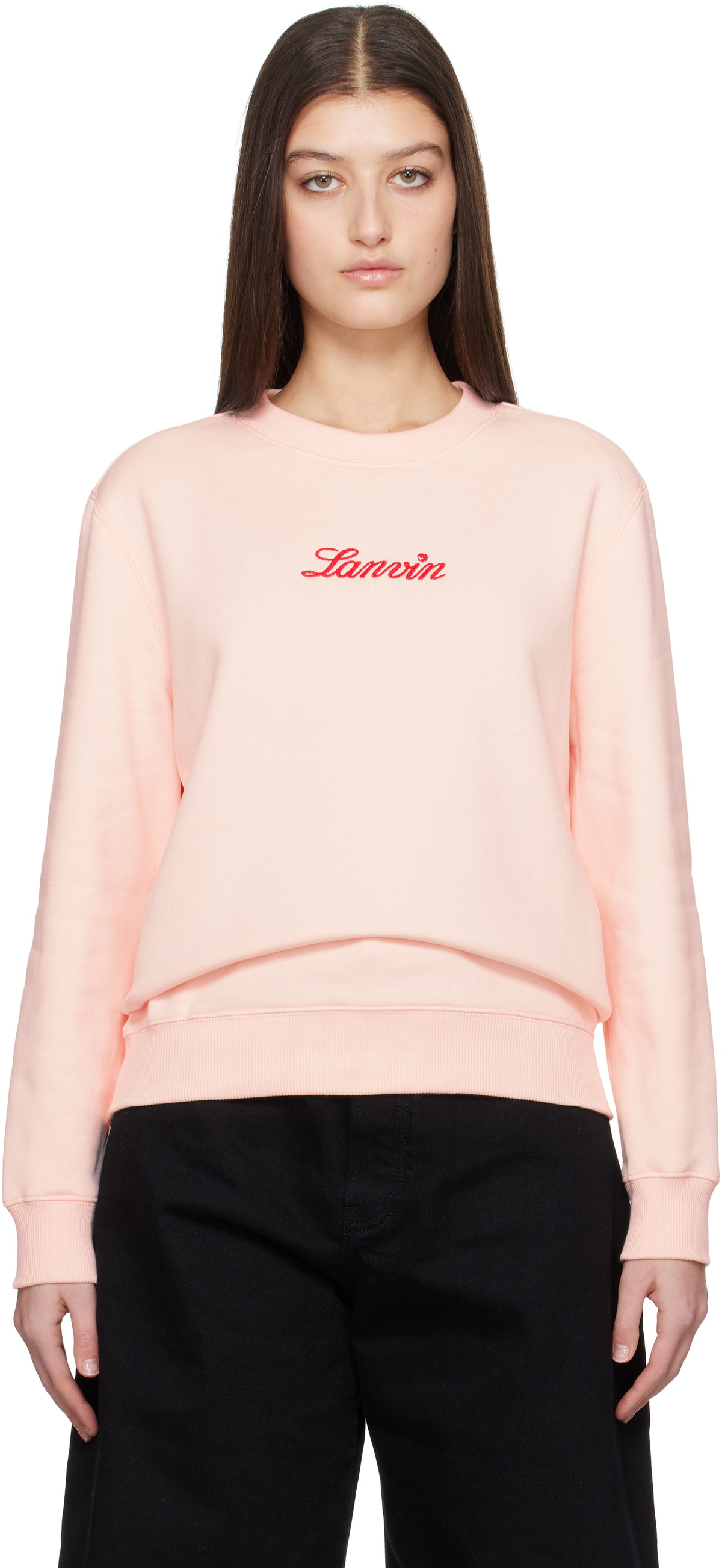 Pink 'Lanvin' Embroidered Sweatshirt by Lanvin on Sale