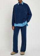 The Elder Statesman Daily Logo-embroidered Cotton and Cashmere-blend Sweatpants Navy