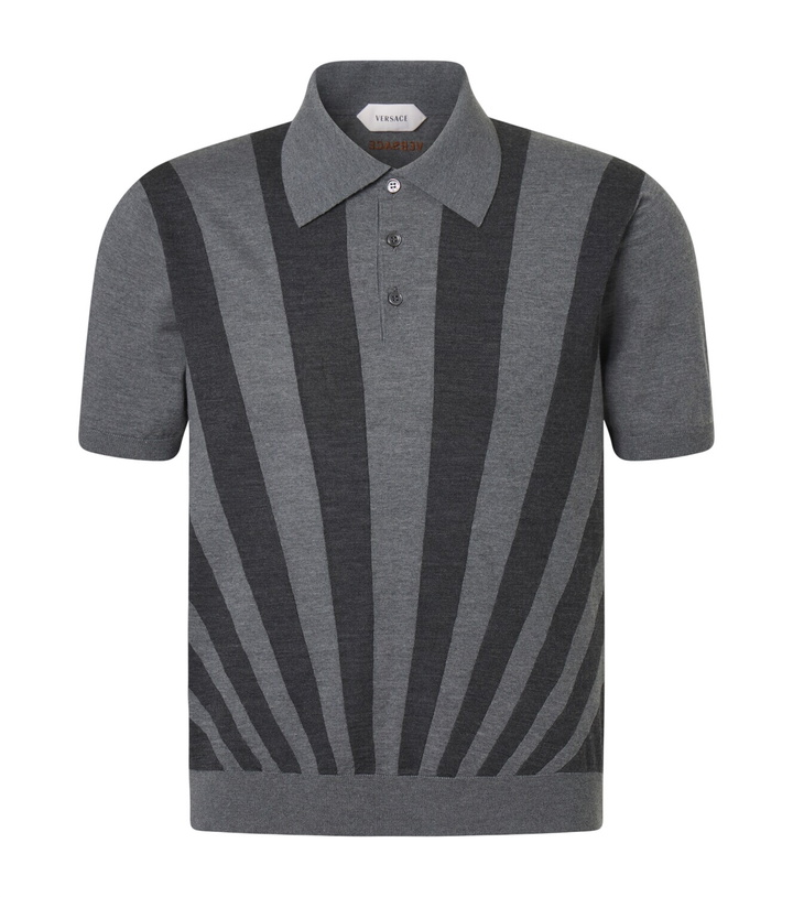 Photo: Versace Intarsia striped virgin wool polo shirt