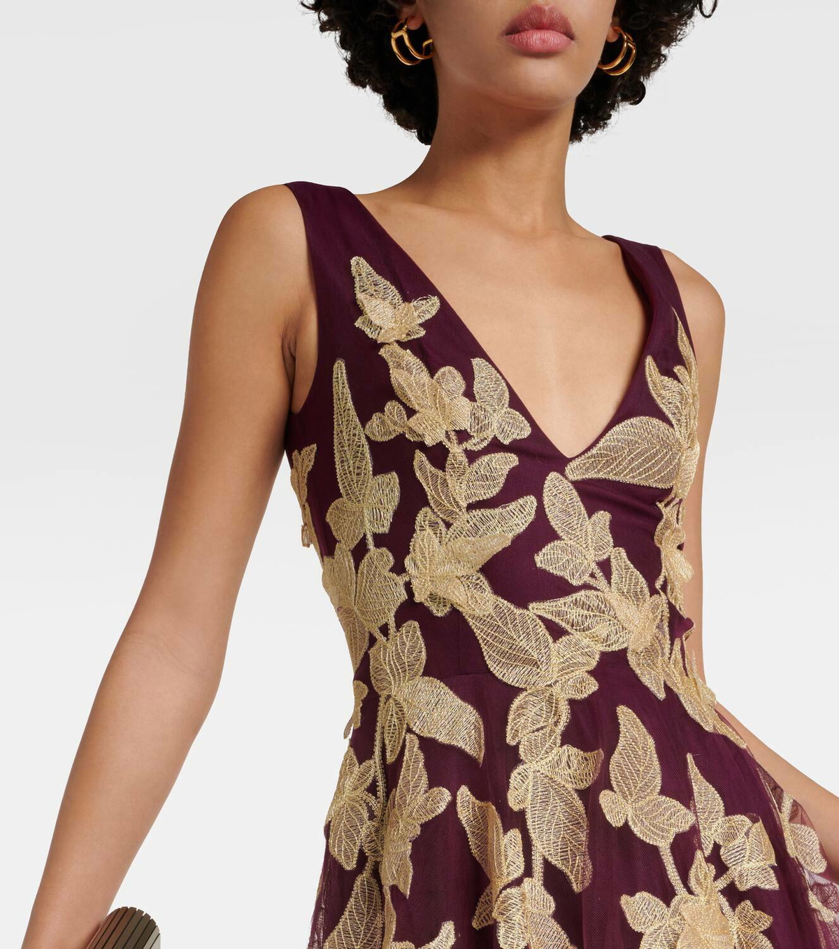 Costarellos Floral appliqué tulle gown